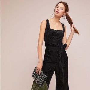 Anthropologie Noir Velvet Burnout Jumpsuit